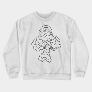 The Perfect Magic Mushroom: Trippy Dripping Wavy Black and White Contour Line Art. Crewneck Sweatshirt